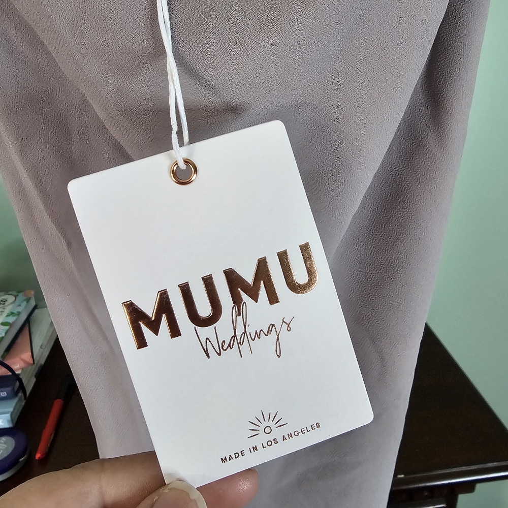 Show Me Your Mumu Wedding Bridesmaid Dress Verona Cowl Neck Large Dove Gray‎ - Picture 6 of 11